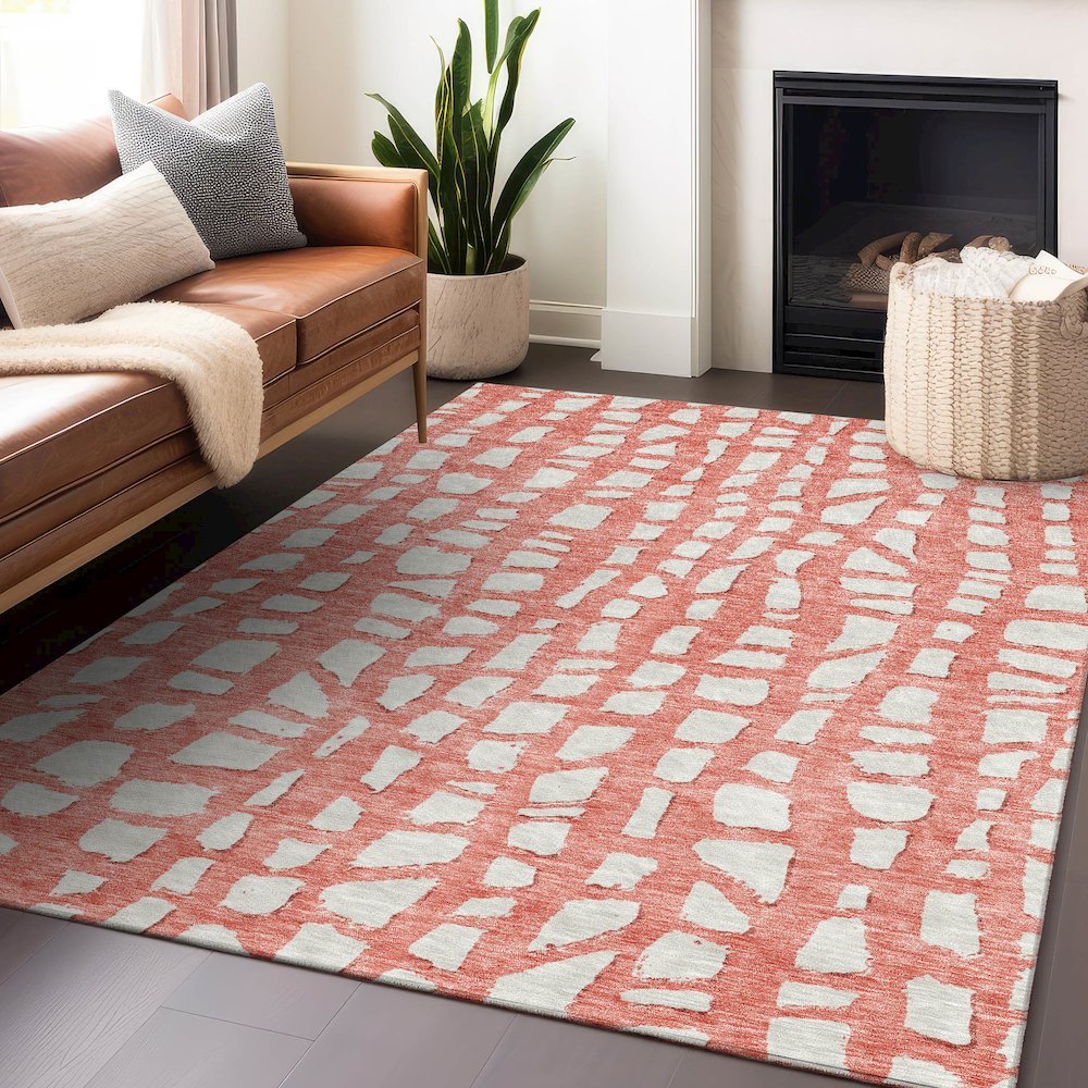 Premium Machine Washable Mayfield AMF754 Salmon 2'6" x 3'10" Rug. Picture 6