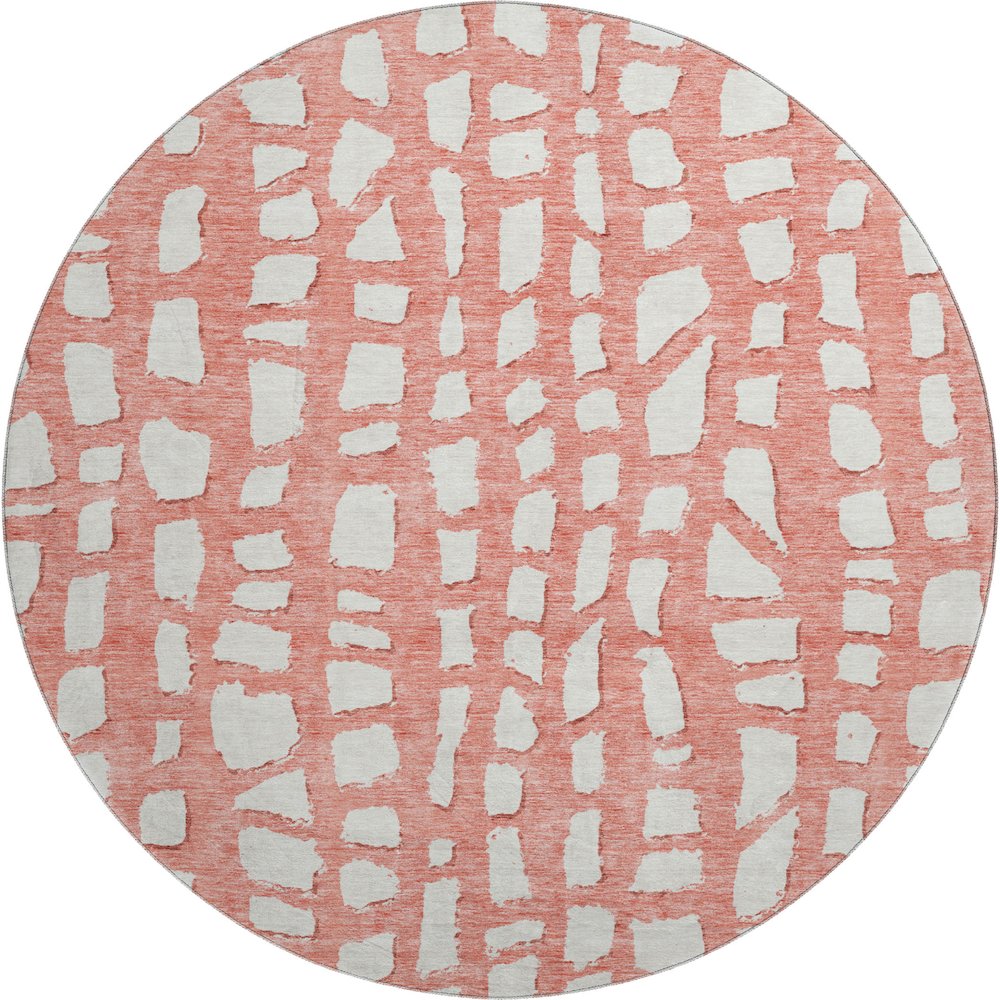Premium Machine Washable Mayfield AMF754 Salmon 8' x 8' Round Rug. Picture 1