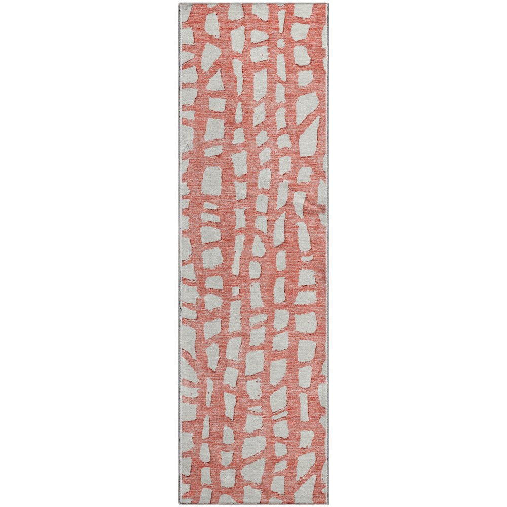 Premium Machine Washable Mayfield AMF754 Salmon 2'3" x 7'6" Runner Rug. Picture 1