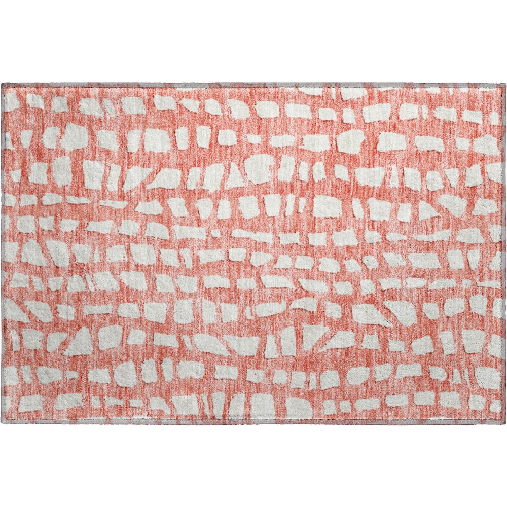 Premium Machine Washable Mayfield AMF754 Salmon 1'8" x 2'6" Rug. Picture 1