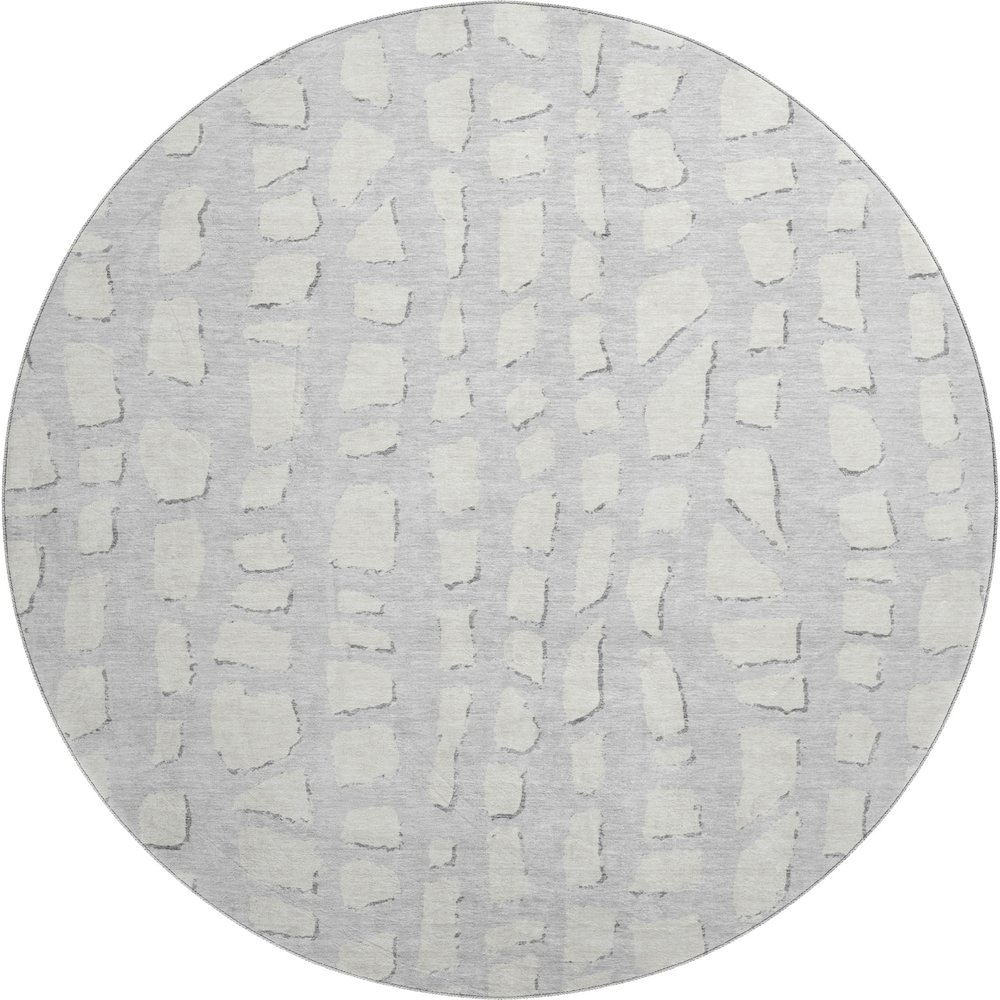 Premium Machine Washable Mayfield AMF754 Silver 8' x 8' Round Rug. Picture 1