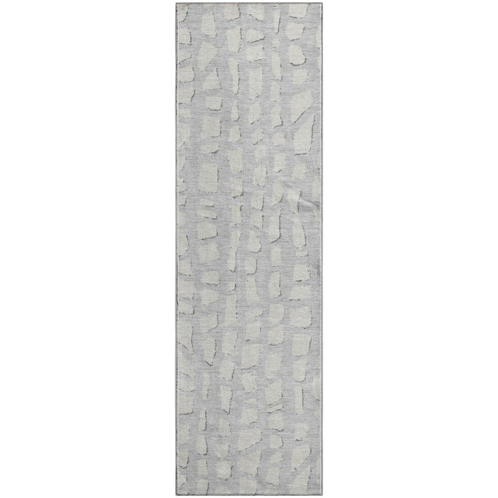 Premium Machine Washable Mayfield AMF754 Silver 2'3" x 7'6" Runner Rug. Picture 1