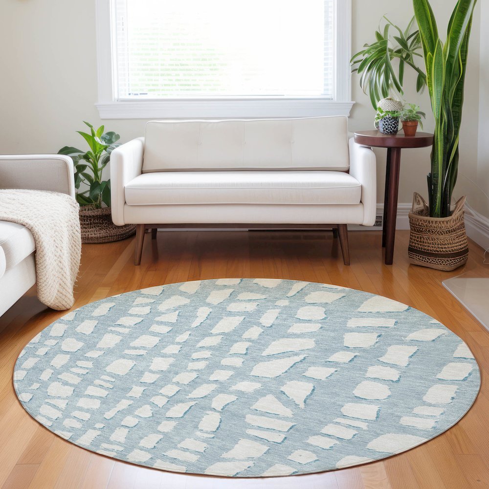 Premium Machine Washable Mayfield AMF754 Sky 8' x 8' Round Rug. Picture 5