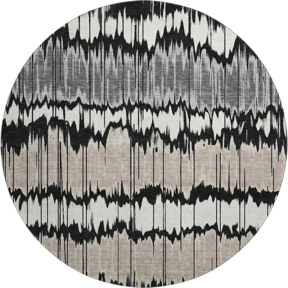 Premium Machine Washable Mayfield AMF755 Black 8' x 8' Round Rug. Picture 1