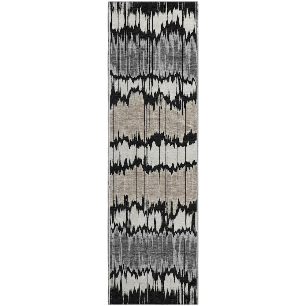 Premium Machine Washable Mayfield AMF755 Black 2'3" x 7'6" Runner Rug. Picture 1