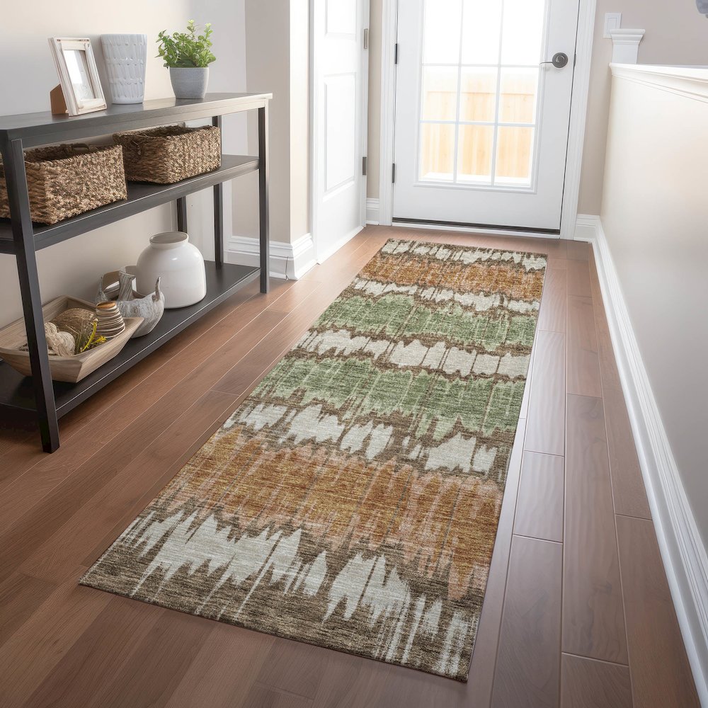 Premium Machine Washable Mayfield AMF755 Chocolate 2'3" x 7'6" Runner Rug. Picture 5