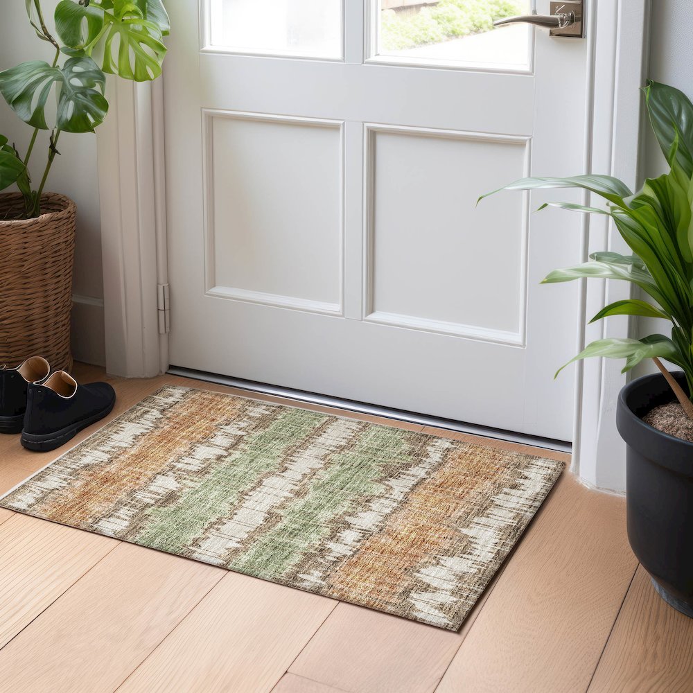 Premium Machine Washable Mayfield AMF755 Chocolate 1'8" x 2'6" Rug. Picture 5