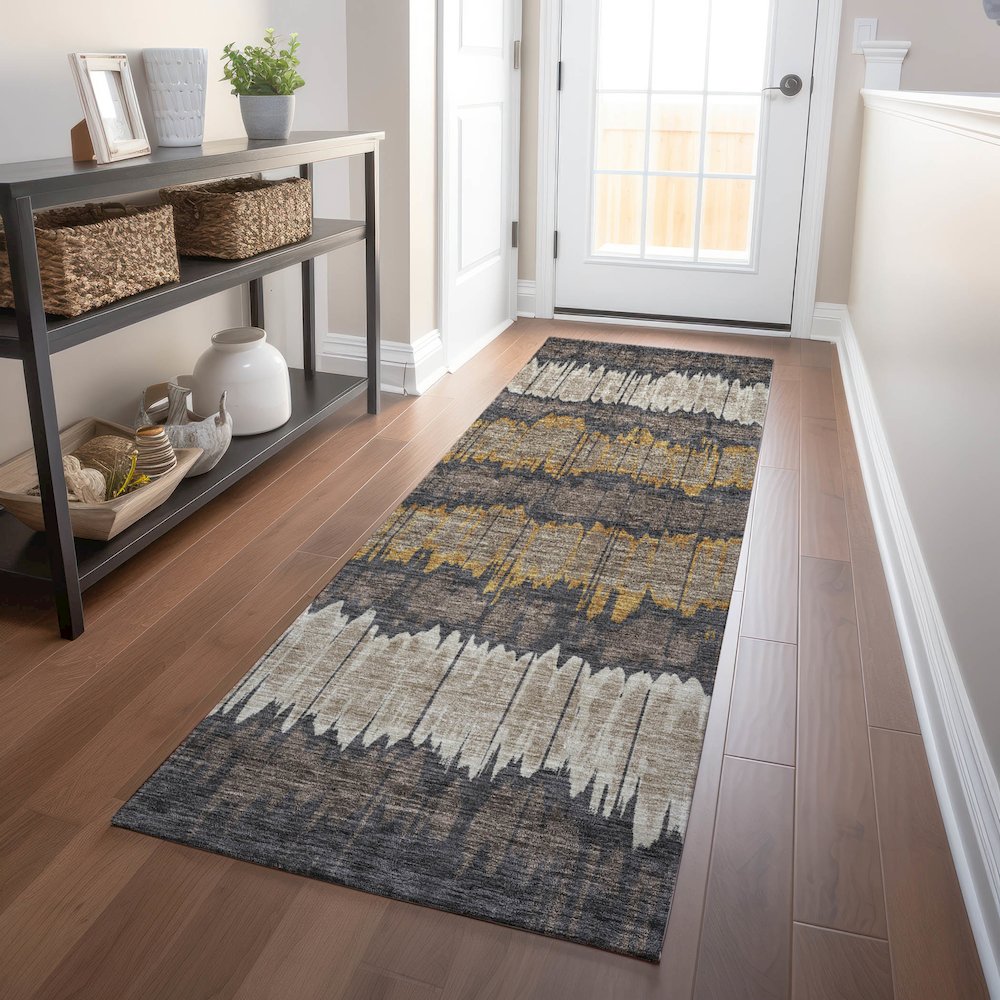 Premium Machine Washable Mayfield AMF755 Fudge 2'3" x 7'6" Runner Rug. Picture 5