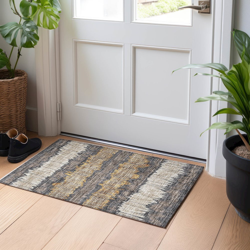 Premium Machine Washable Mayfield AMF755 Fudge 1'8" x 2'6" Rug. Picture 5