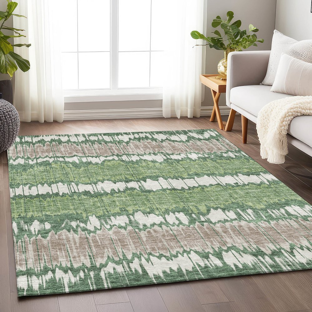 Premium Machine Washable Mayfield AMF755 Green 2'6" x 3'10" Rug. Picture 5