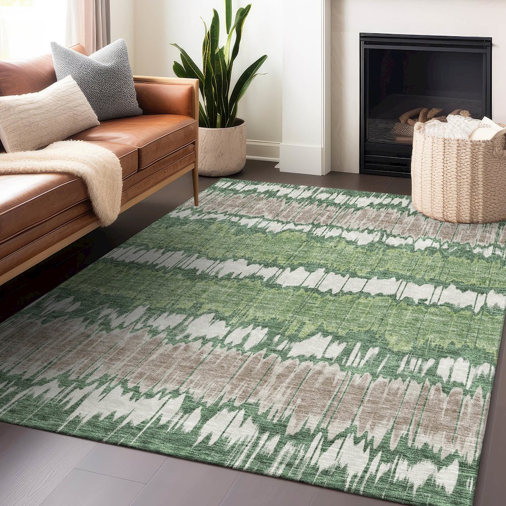 Premium Machine Washable Mayfield AMF755 Green 2'6" x 3'10" Rug. Picture 6