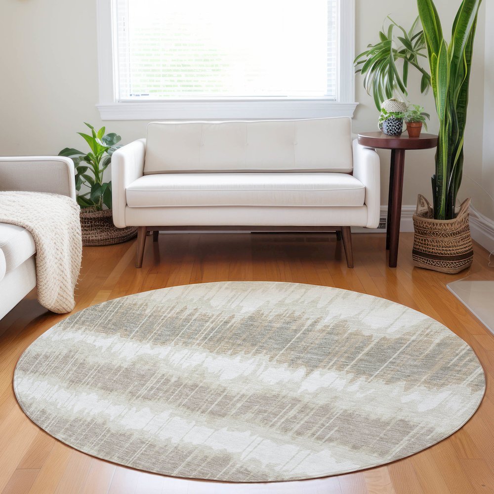 Premium Machine Washable Mayfield AMF755 Ivory 8' x 8' Round Rug. Picture 5
