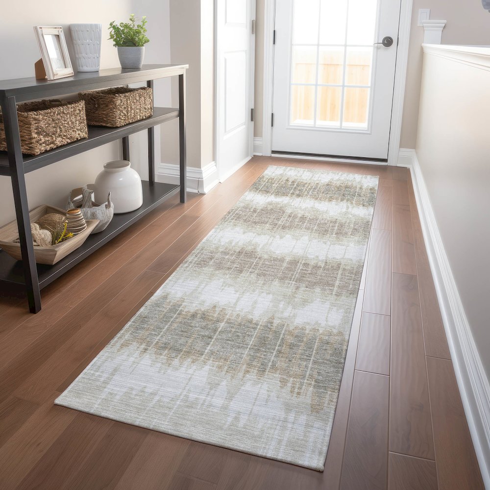 Premium Machine Washable Mayfield AMF755 Ivory 2'3" x 7'6" Runner Rug. Picture 5
