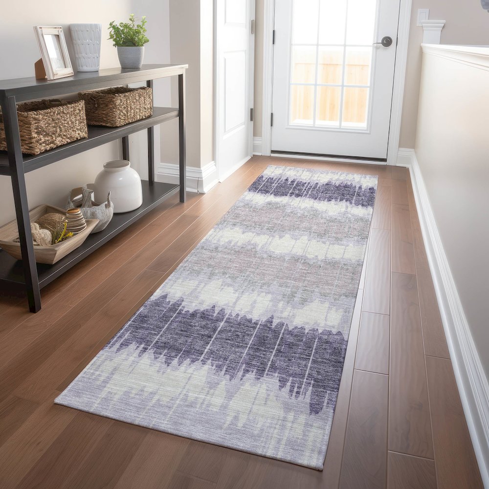 Premium Machine Washable Mayfield AMF755 Lavender 2'3" x 7'6" Runner Rug. Picture 5