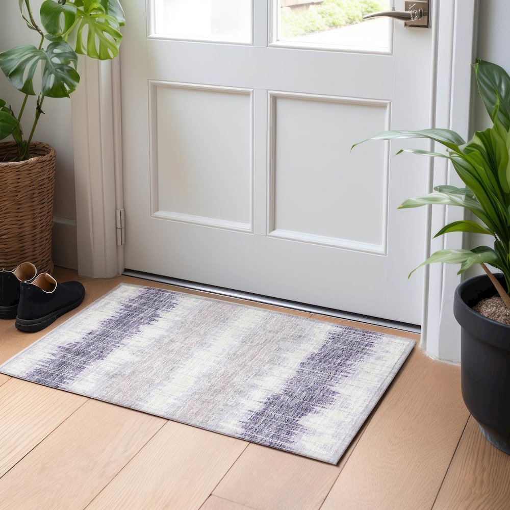 Premium Machine Washable Mayfield AMF755 Lavender 1'8" x 2'6" Rug. Picture 5