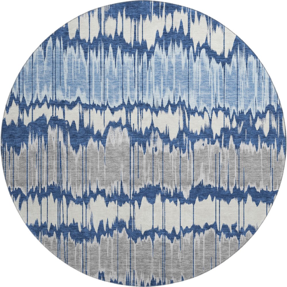 Premium Machine Washable Mayfield AMF755 Navy 8' x 8' Round Rug. Picture 1