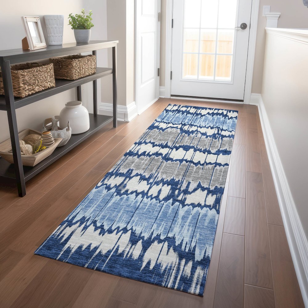Premium Machine Washable Mayfield AMF755 Navy 2'3" x 7'6" Runner Rug. Picture 5