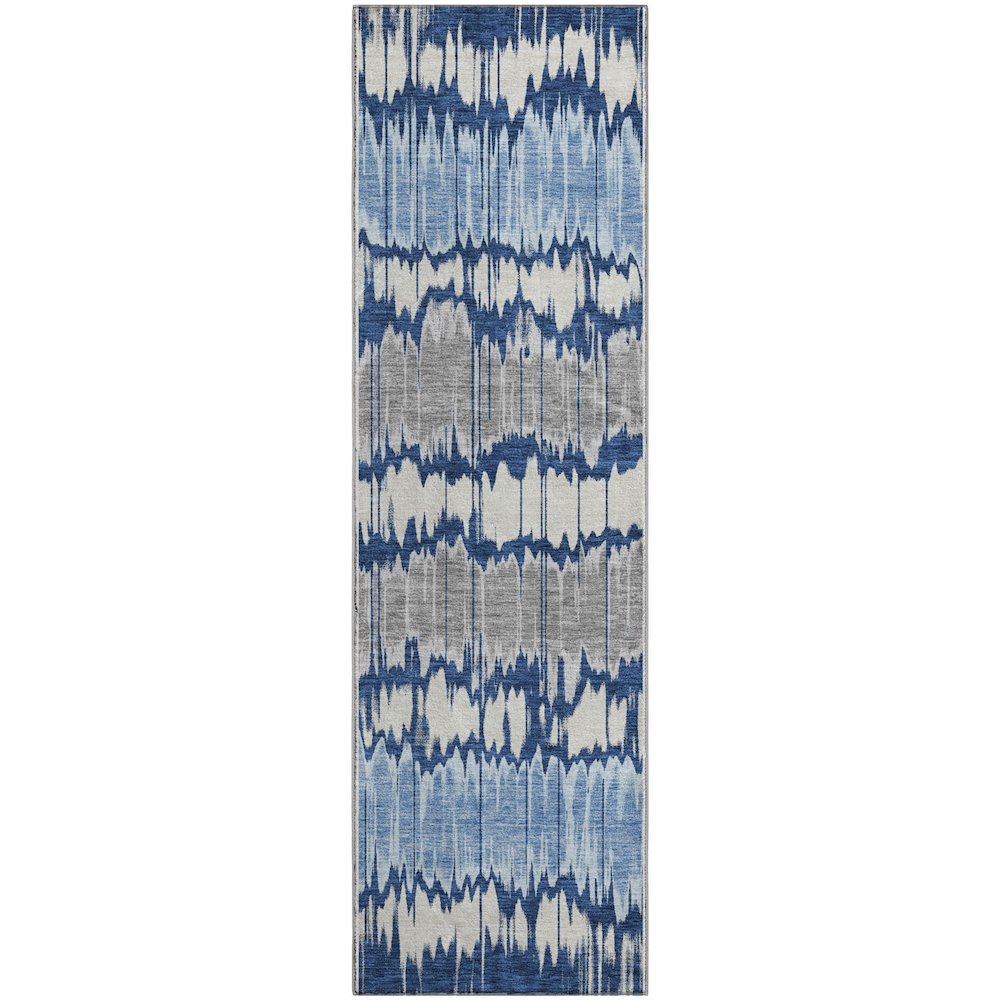 Premium Machine Washable Mayfield AMF755 Navy 2'3" x 7'6" Runner Rug. Picture 1