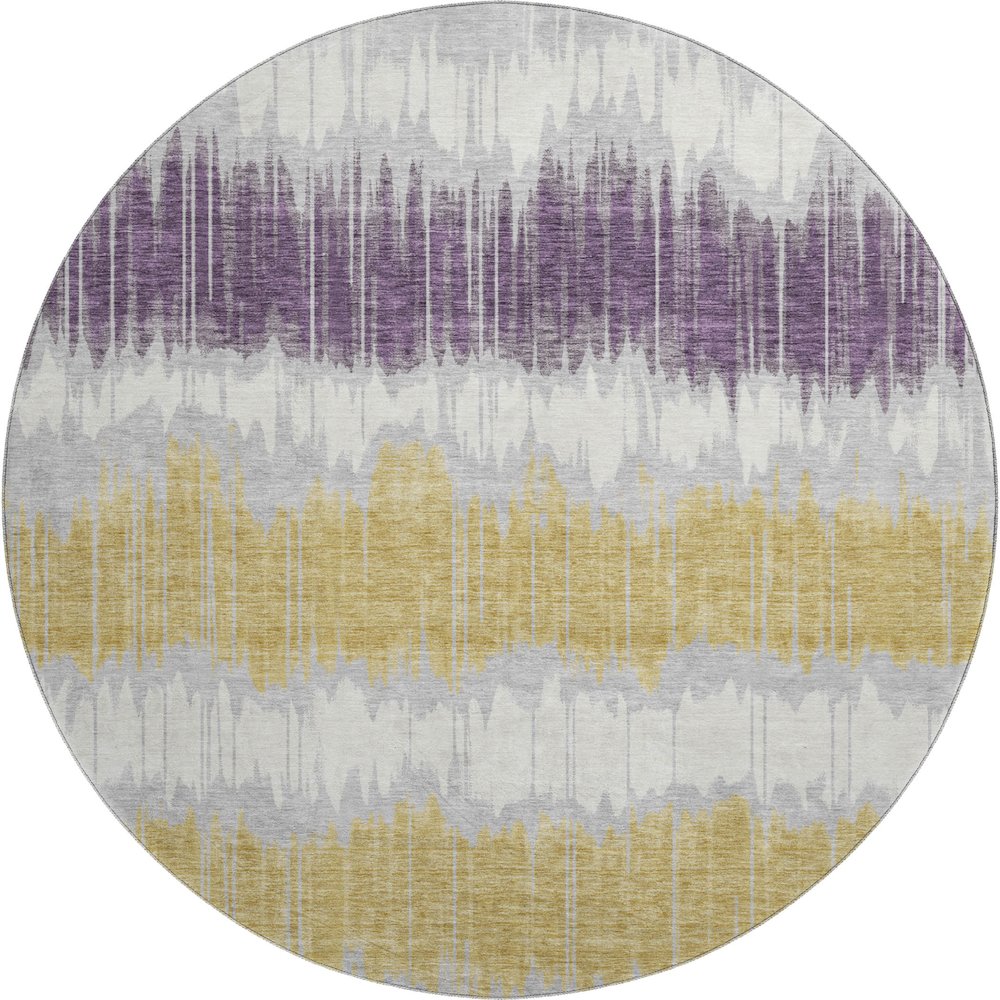 Premium Machine Washable Mayfield AMF755 Silver 8' x 8' Round Rug. Picture 1