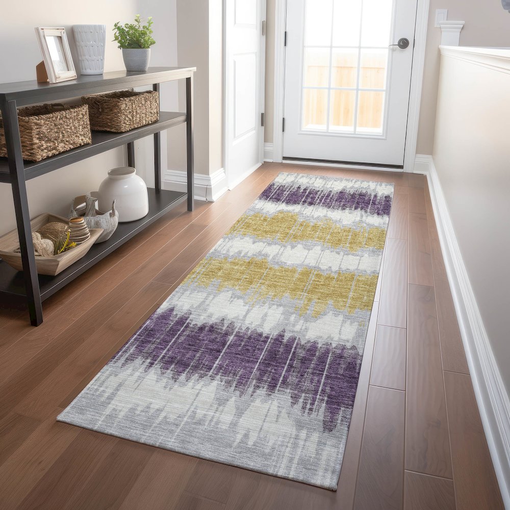 Premium Machine Washable Mayfield AMF755 Silver 2'3" x 7'6" Runner Rug. Picture 5