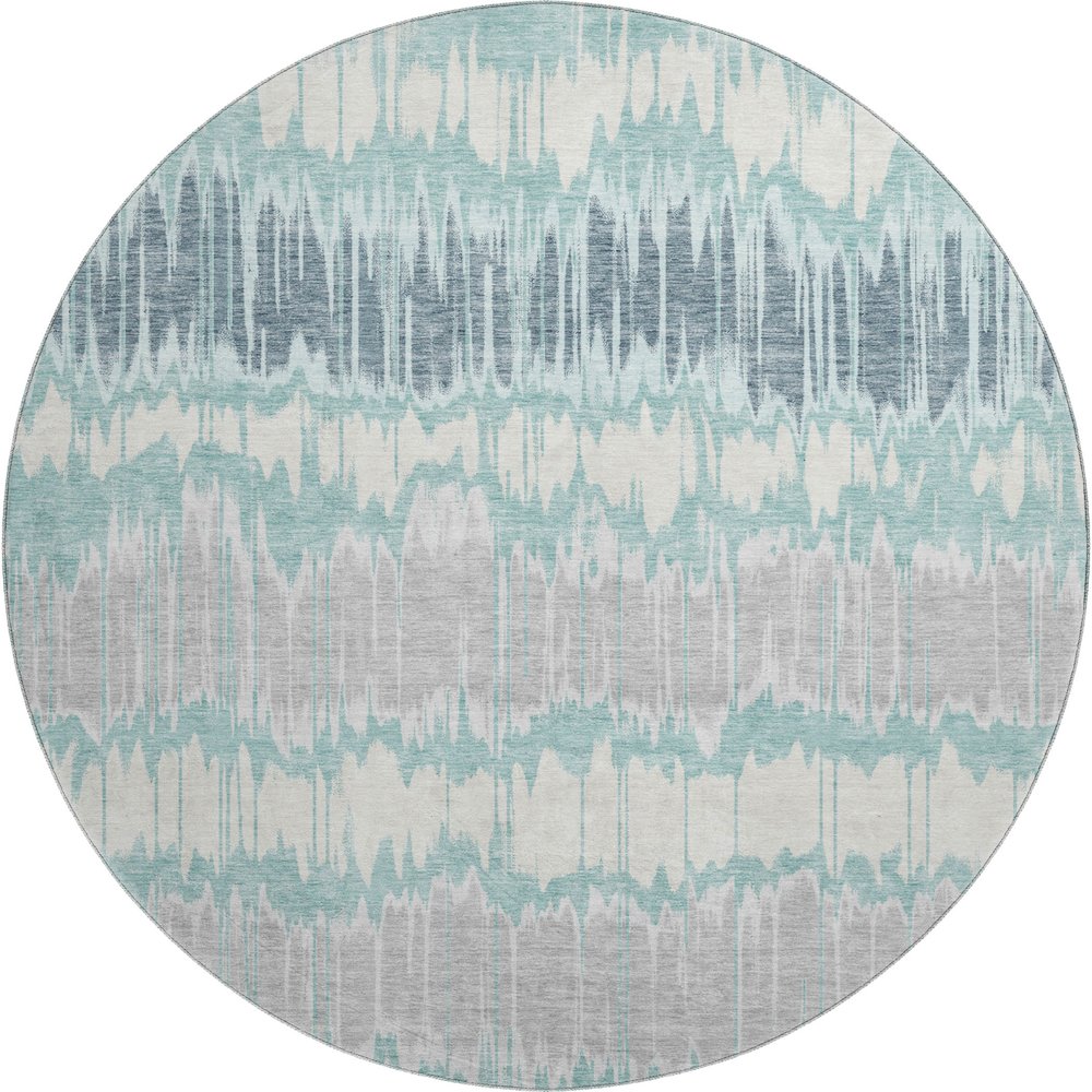 Premium Machine Washable Mayfield AMF755 Teal 8' x 8' Round Rug. Picture 1