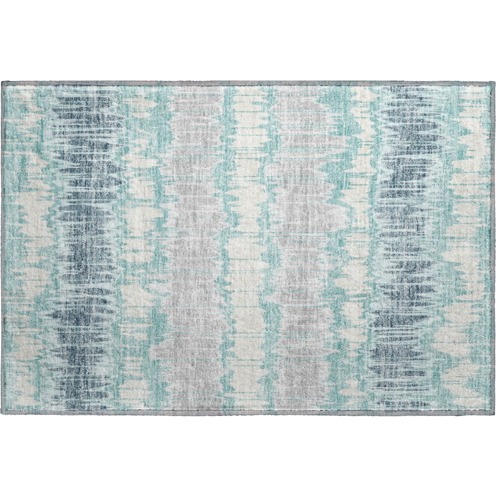 Premium Machine Washable Mayfield AMF755 Teal 1'8" x 2'6" Rug. Picture 1