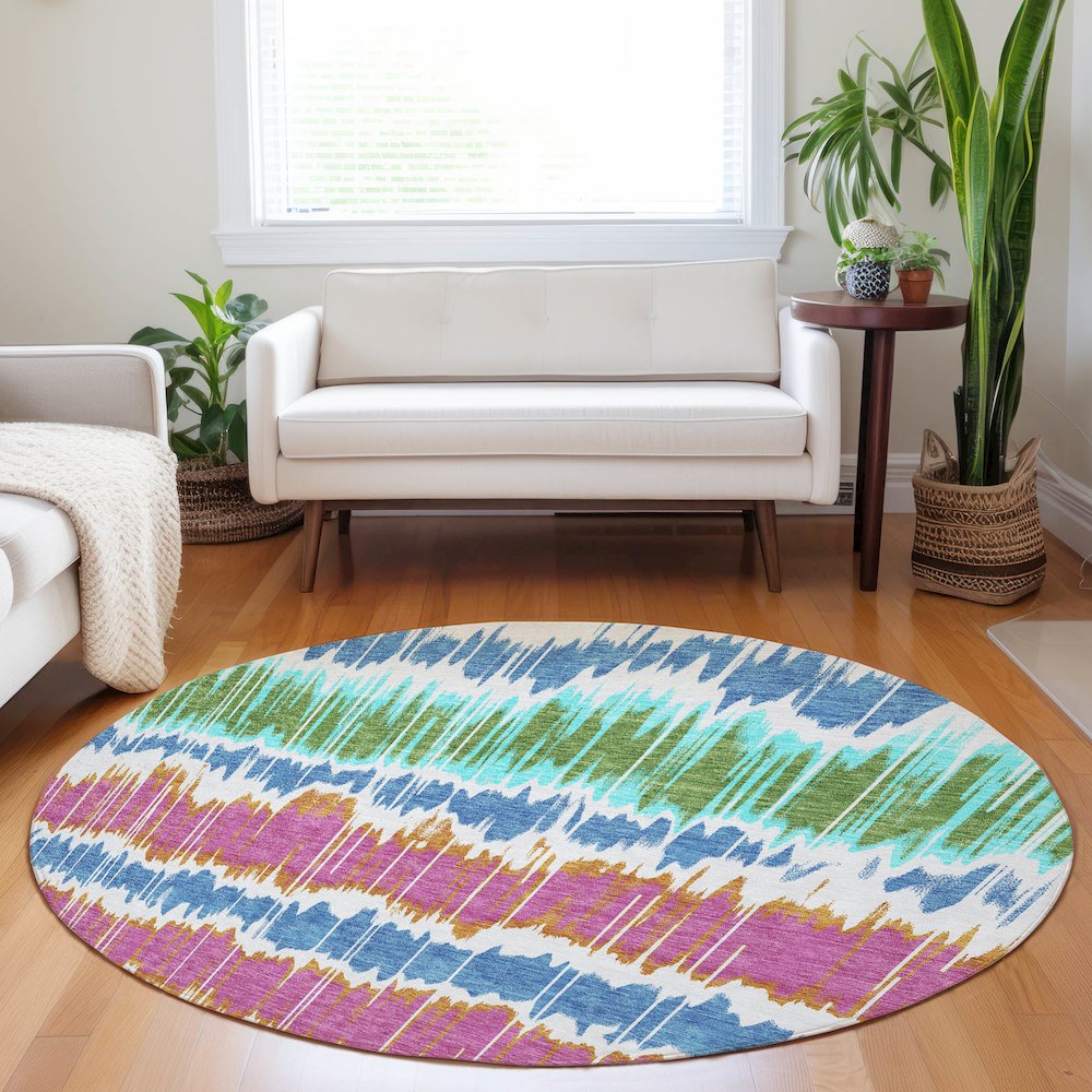 Premium Machine Washable Mayfield AMF755 White 8' x 8' Round Rug. Picture 5