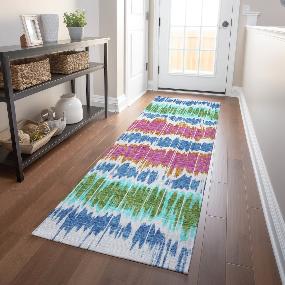 Premium Machine Washable Mayfield AMF755 White 2'3" x 7'6" Runner Rug. Picture 5