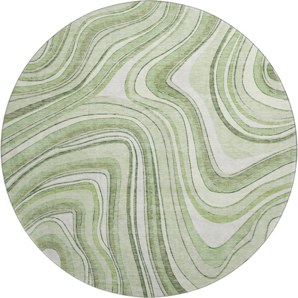 Premium Machine Washable Mayfield AMF756 Aloe 8' x 8' Round Rug. Picture 1