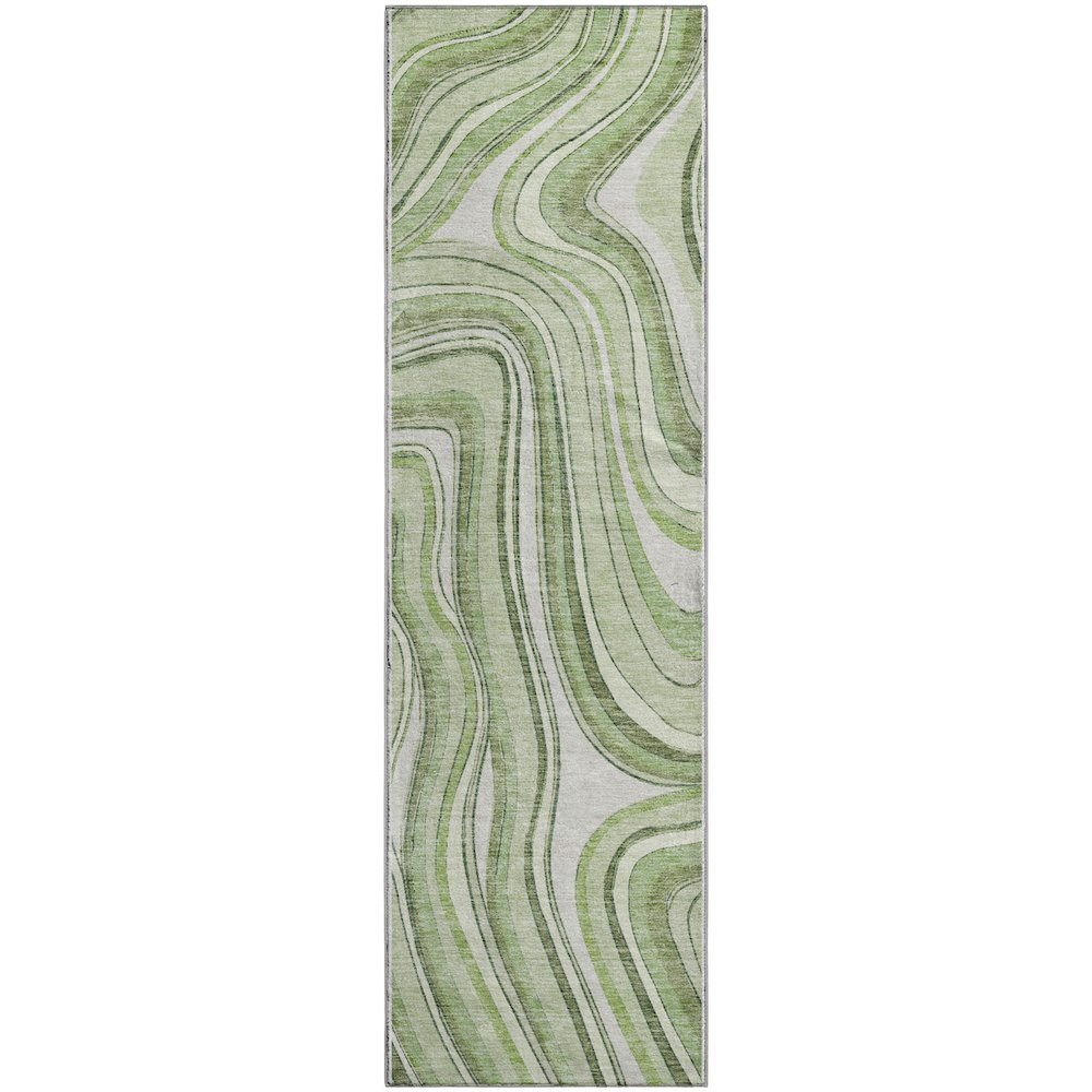 Premium Machine Washable Mayfield AMF756 Aloe 2'3" x 7'6" Runner Rug. Picture 1