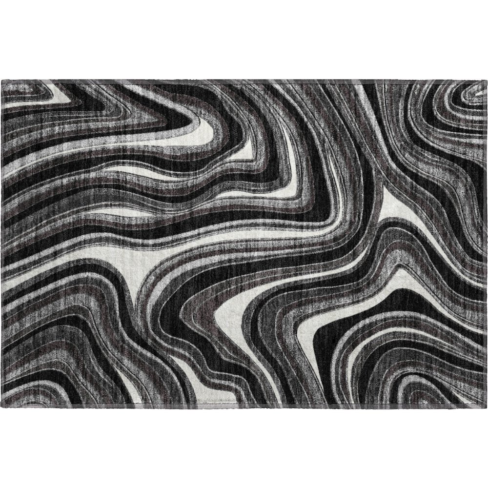 Premium Machine Washable Mayfield AMF756 Black 1'8" x 2'6" Rug. Picture 1
