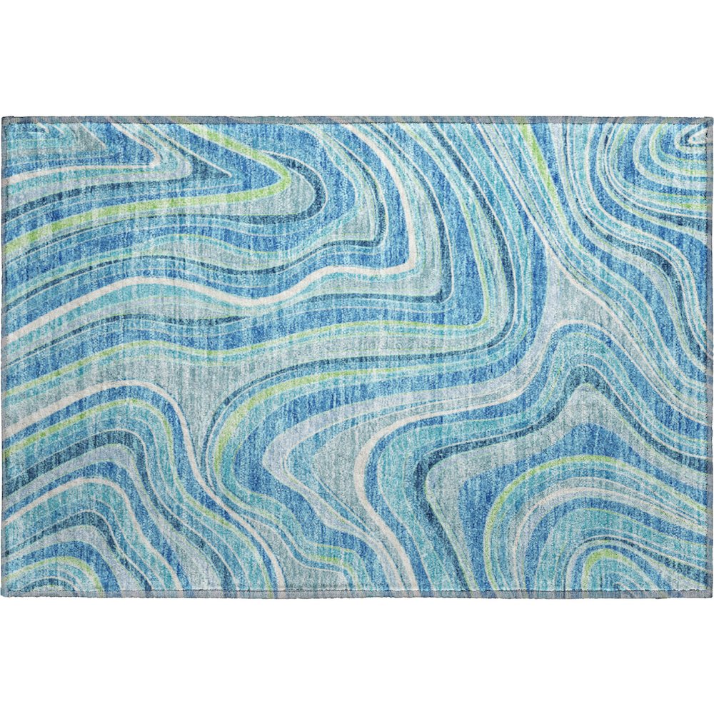 Premium Machine Washable Mayfield AMF756 Blue 1'8" x 2'6" Rug. Picture 1
