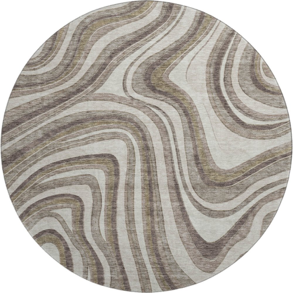 Premium Machine Washable Mayfield AMF756 Brown 8' x 8' Round Rug. Picture 1
