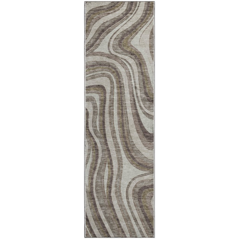 Premium Machine Washable Mayfield AMF756 Brown 2'3" x 7'6" Runner Rug. Picture 1