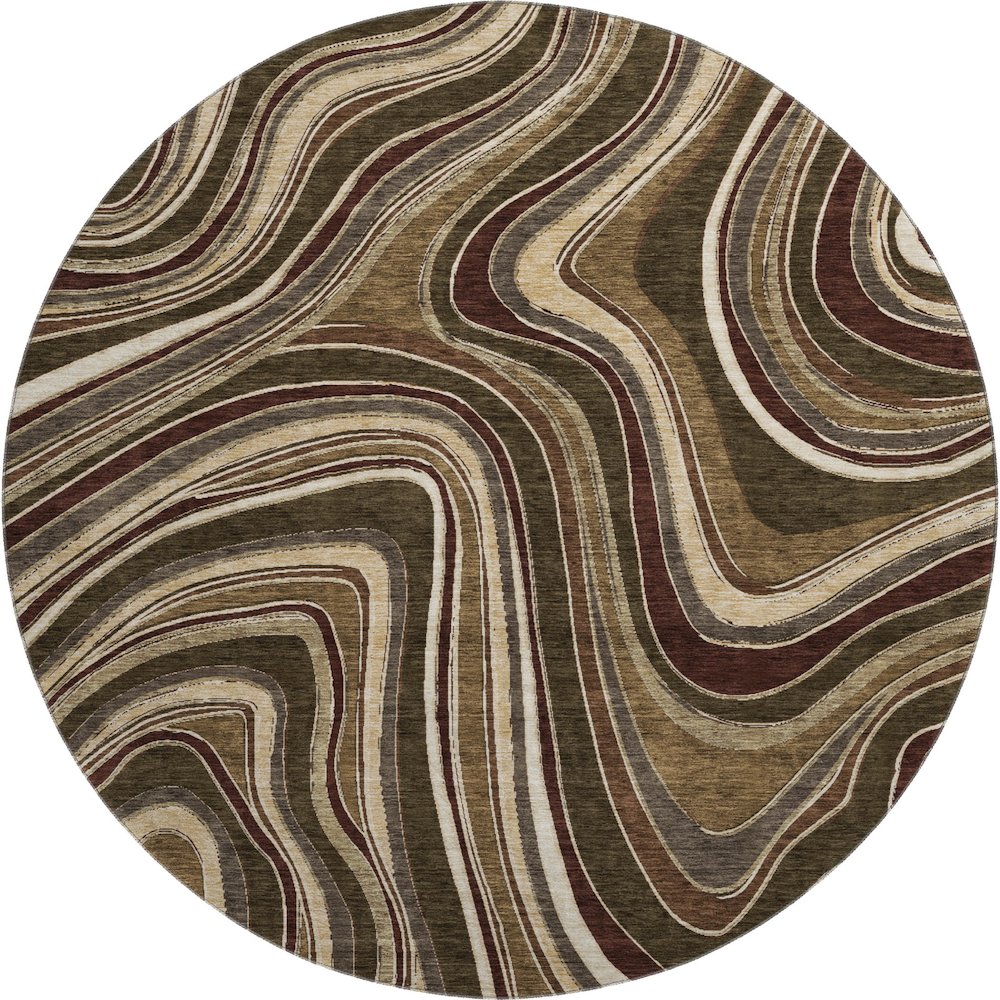 Premium Machine Washable Mayfield AMF756 Fudge 8' x 8' Round Rug. Picture 1