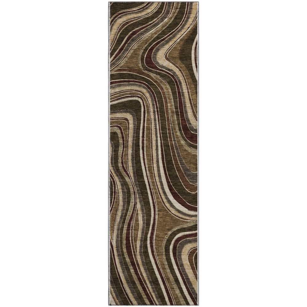 Premium Machine Washable Mayfield AMF756 Fudge 2'3" x 7'6" Runner Rug. Picture 1