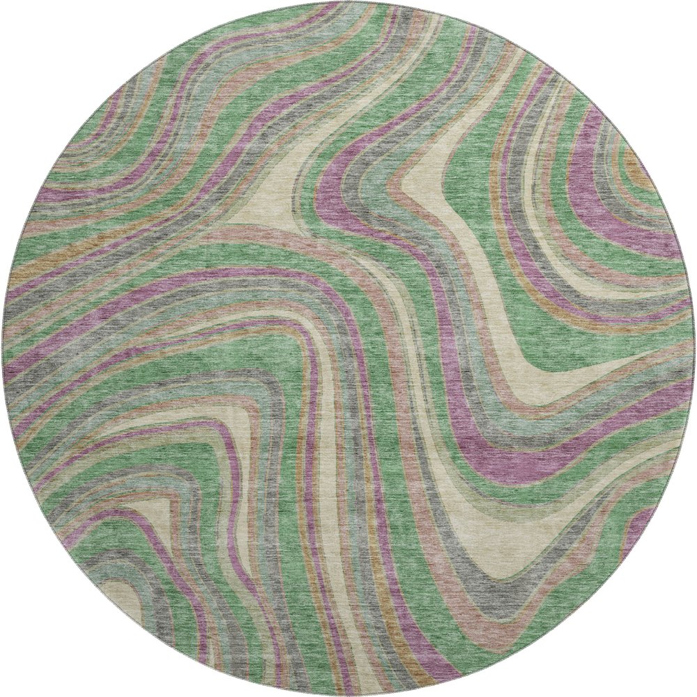 Premium Machine Washable Mayfield AMF756 Graphite 8' x 8' Round Rug. Picture 1