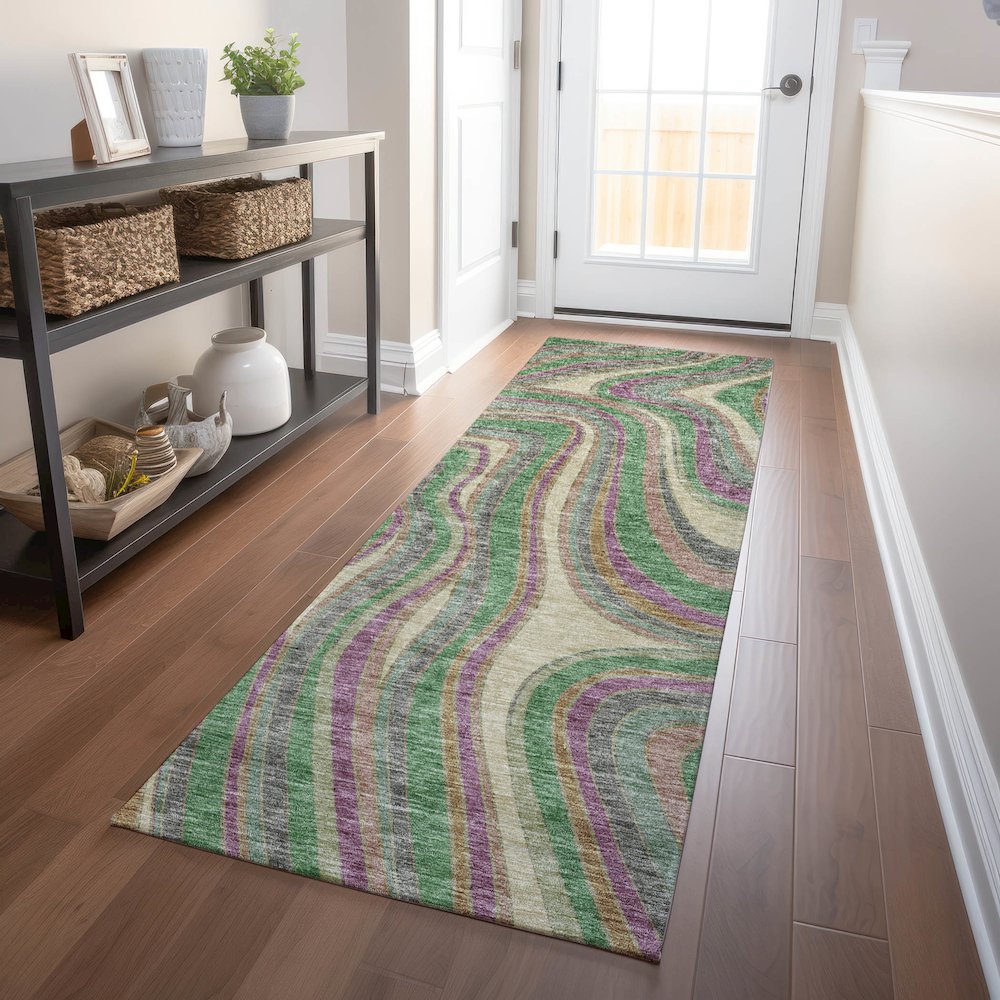 Premium Machine Washable Mayfield AMF756 Graphite 2'3" x 7'6" Runner Rug. Picture 5