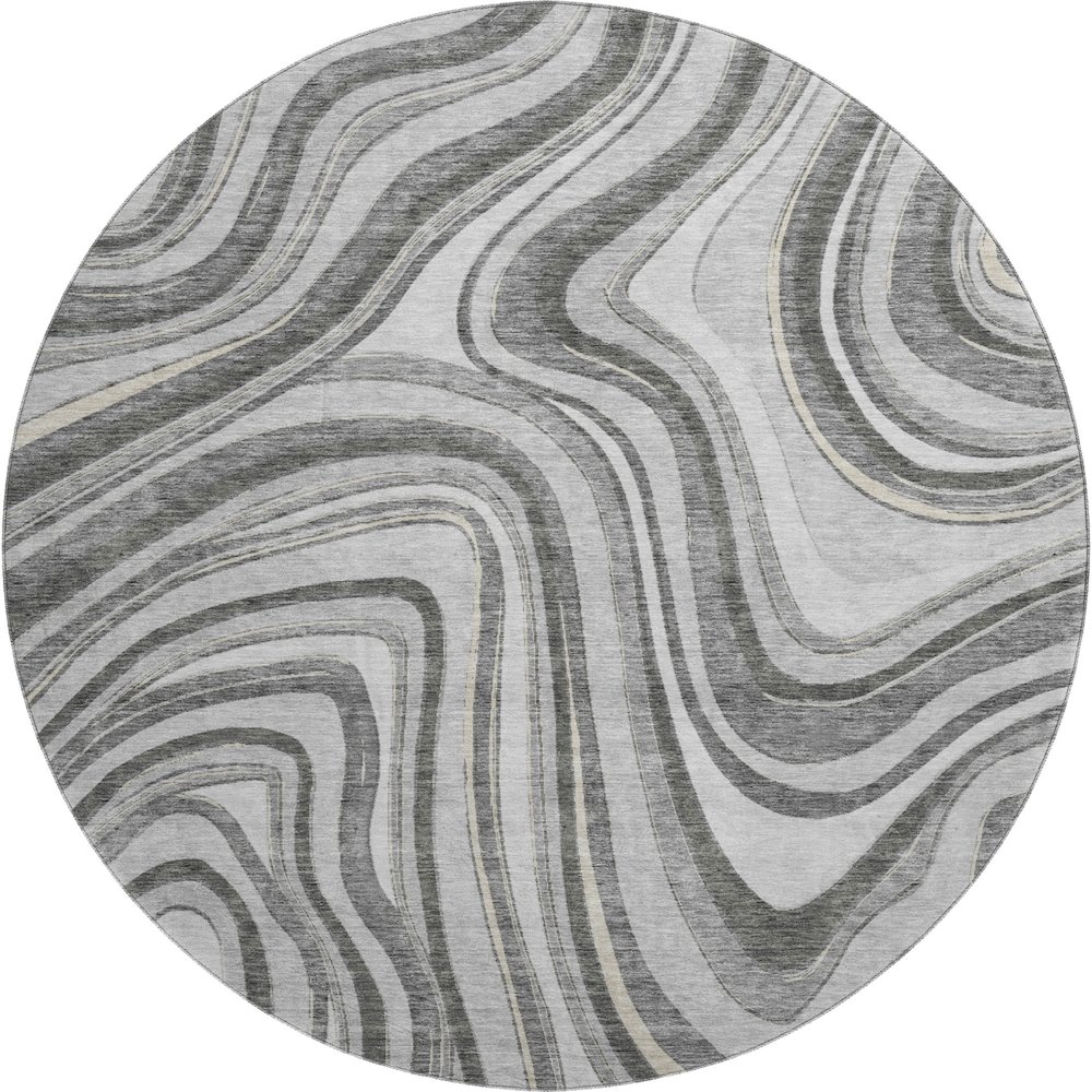Premium Machine Washable Mayfield AMF756 Gray 8' x 8' Round Rug. Picture 1