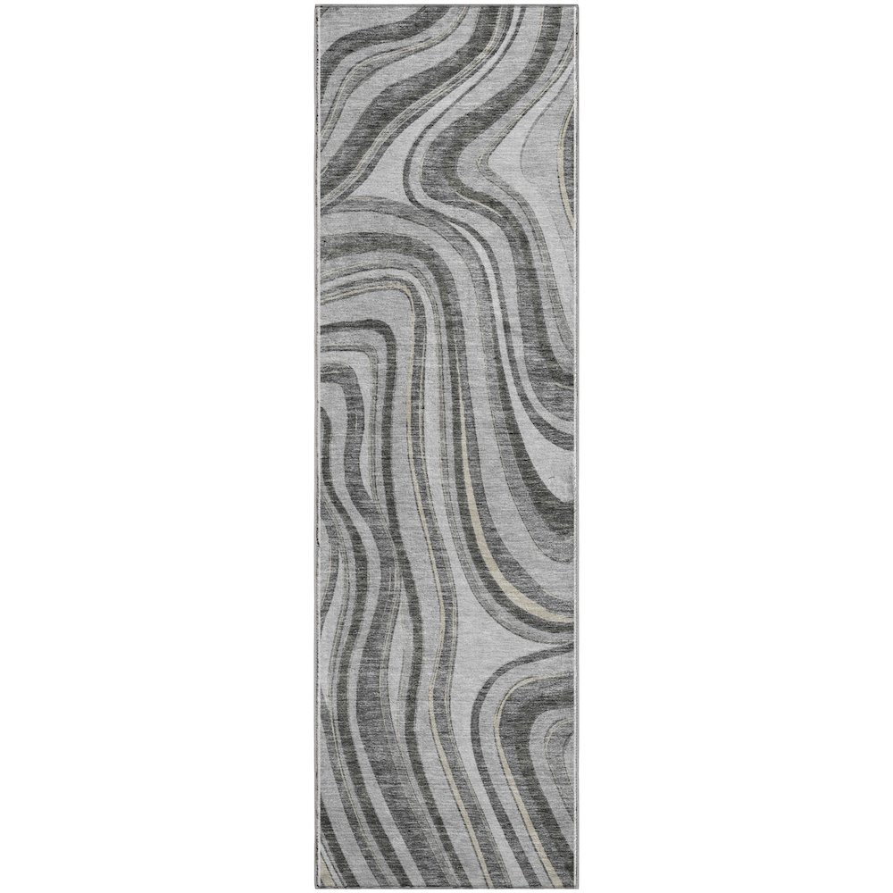 Premium Machine Washable Mayfield AMF756 Gray 2'3" x 7'6" Runner Rug. Picture 1