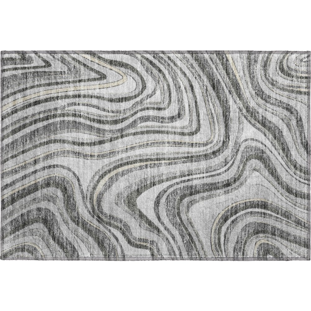 Premium Machine Washable Mayfield AMF756 Gray 1'8" x 2'6" Rug. Picture 1