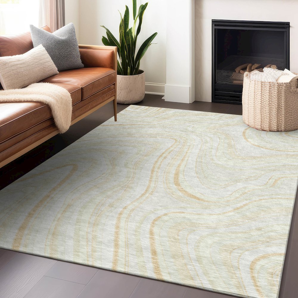 Premium Machine Washable Mayfield AMF756 Ivory 2'6" x 3'10" Rug. Picture 6
