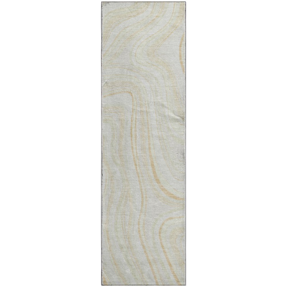 Premium Machine Washable Mayfield AMF756 Ivory 2'3" x 7'6" Runner Rug. Picture 1