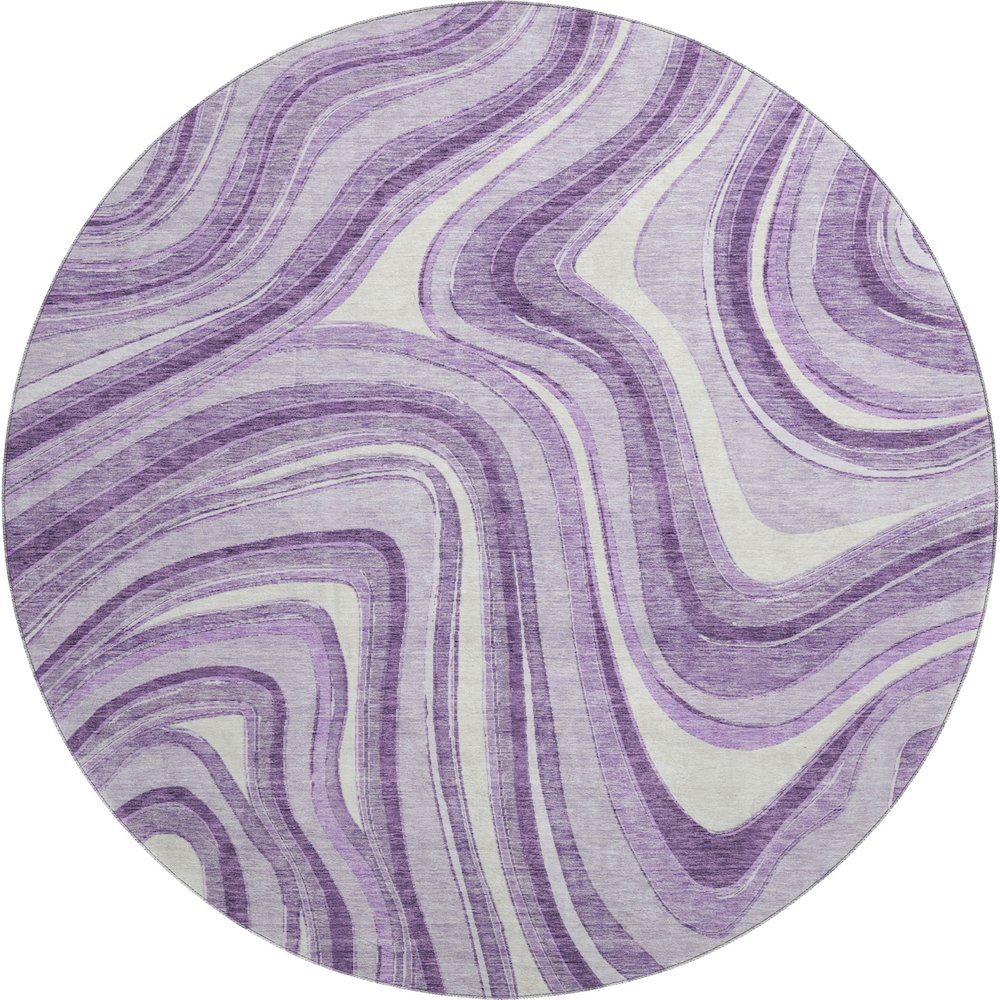 Premium Machine Washable Mayfield AMF756 Lavender 8' x 8' Round Rug. Picture 1