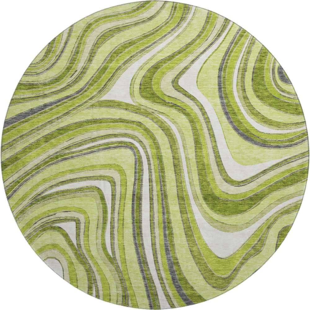 Premium Machine Washable Mayfield AMF756 Lime 8' x 8' Round Rug. Picture 1