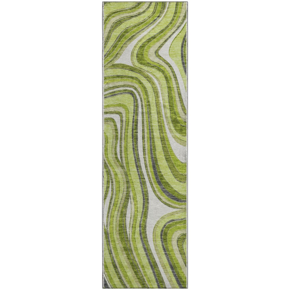 Premium Machine Washable Mayfield AMF756 Lime 2'3" x 7'6" Runner Rug. Picture 1