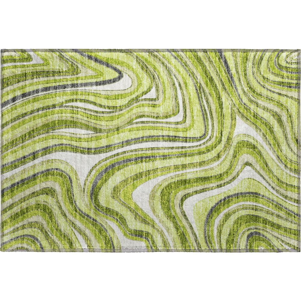 Premium Machine Washable Mayfield AMF756 Lime 1'8" x 2'6" Rug. Picture 1