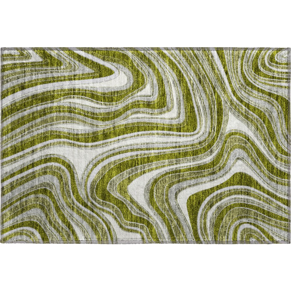 Premium Machine Washable Mayfield AMF756 Olive 1'8" x 2'6" Rug. Picture 1