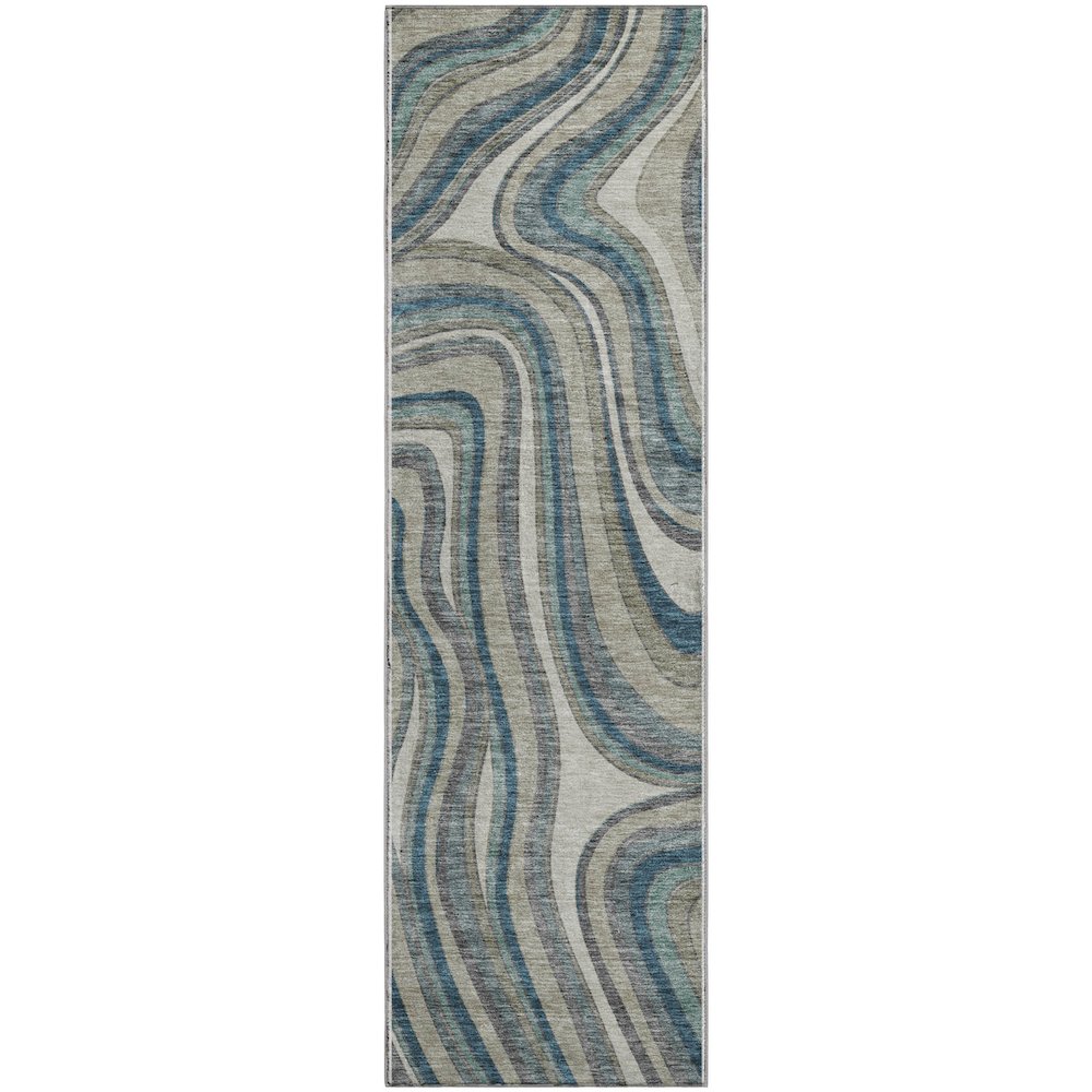 Premium Machine Washable Mayfield AMF756 Teal 2'3" x 7'6" Runner Rug. Picture 1