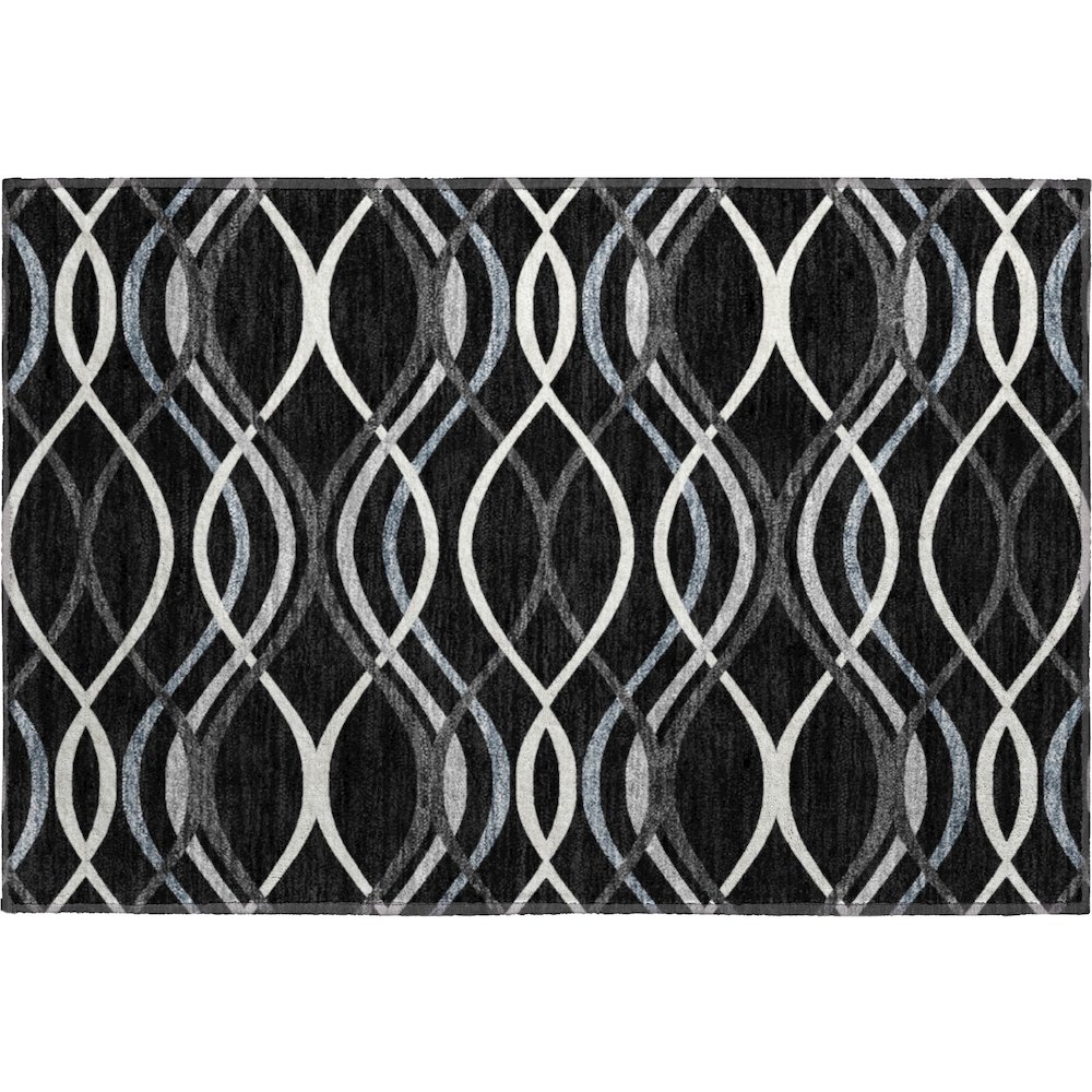 Premium Machine Washable Mayfield AMF757 Black 1'8" x 2'6" Rug. Picture 1